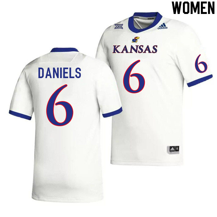 Women #6 Jalon Daniels Kansas Jayhawks College Football Jerseys Stitched Sale-White